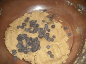 Masa galletas de almendra con pepitas de chocolate