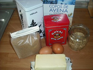 Ingredientes copos de avena y sésamo